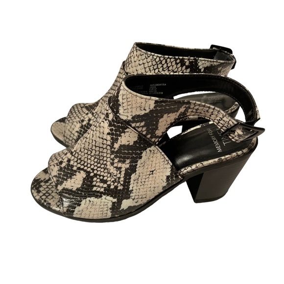 Time and True Faux snakeskin Peep Toe Chunky Heel Shoes. Size 6W NWOT - Picture 5 of 7